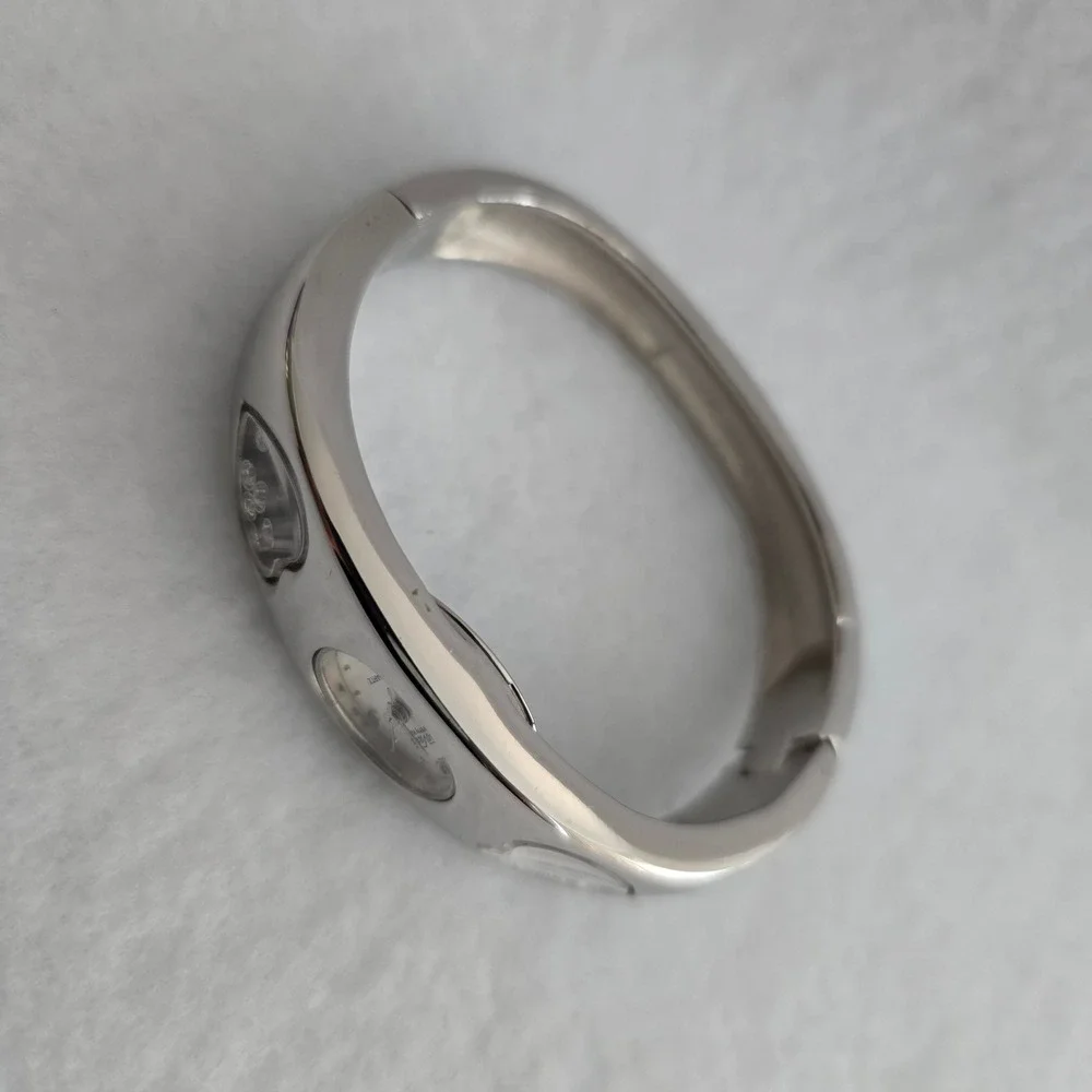 Giovani Beverly Hills Watch Bangle Cuff Silver Heart Floating Crystal UNTESTED